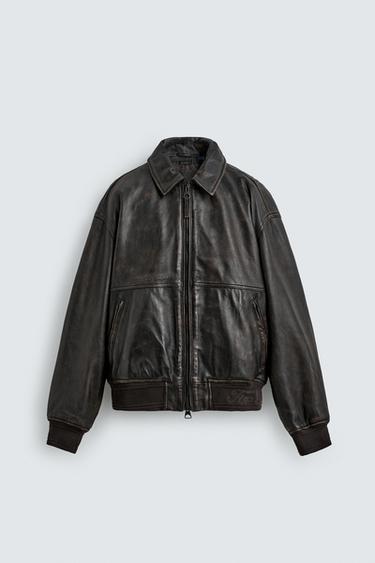 FORD © LEATHER BOMBER JACKET - Brown by Zara