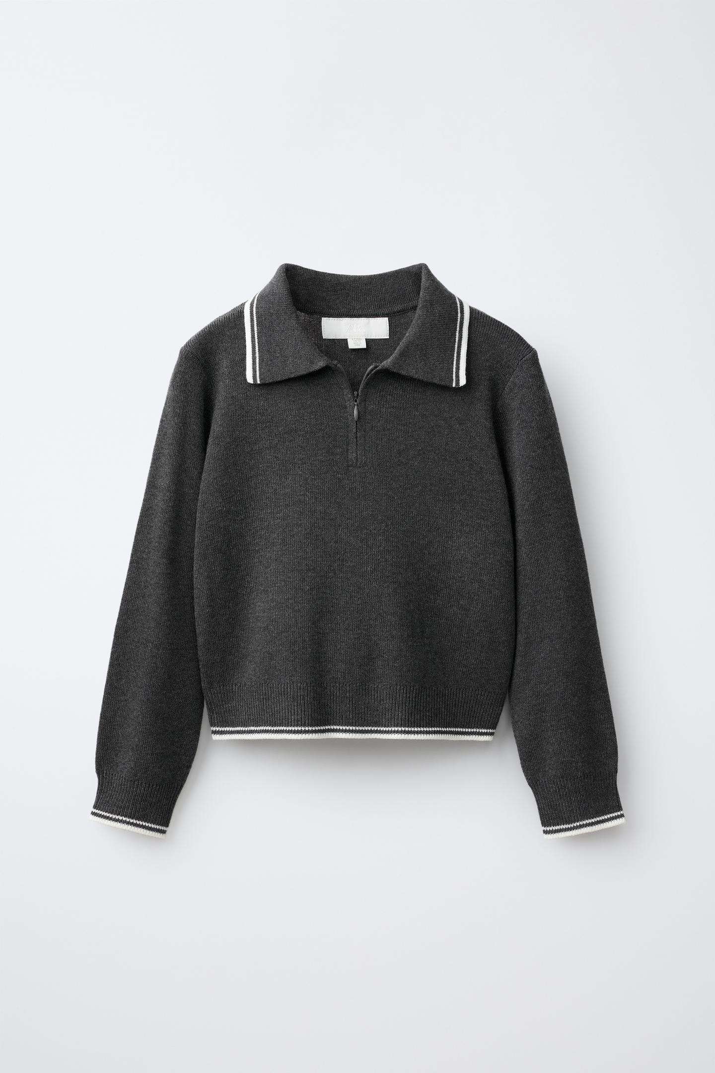 Свитер Zara Knit Zip-Up Jumper, цвет: Серый — фото 2