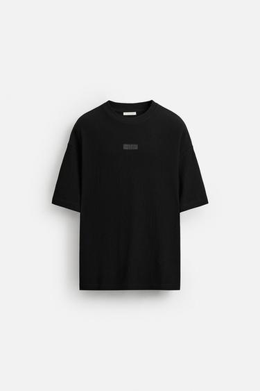 VERTICAL TEXTURE T-SHIRT - Black by Zara - Image 6