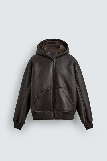 DOUBLE-FACED LEATHER EFFECT JACKET - Brown by Zara