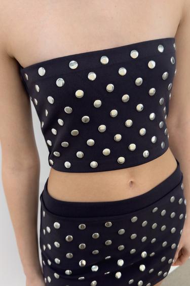 TOP BANDEAU À CLOUS - Gris de Zara - Image 2