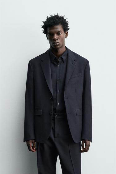 100% WOOL SUIT BLAZER - Navy blue by Zara - Image 1