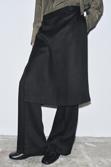 PANTALON DROIT PARÉO ZW COLLECTION - Noir de Zara - Image 1