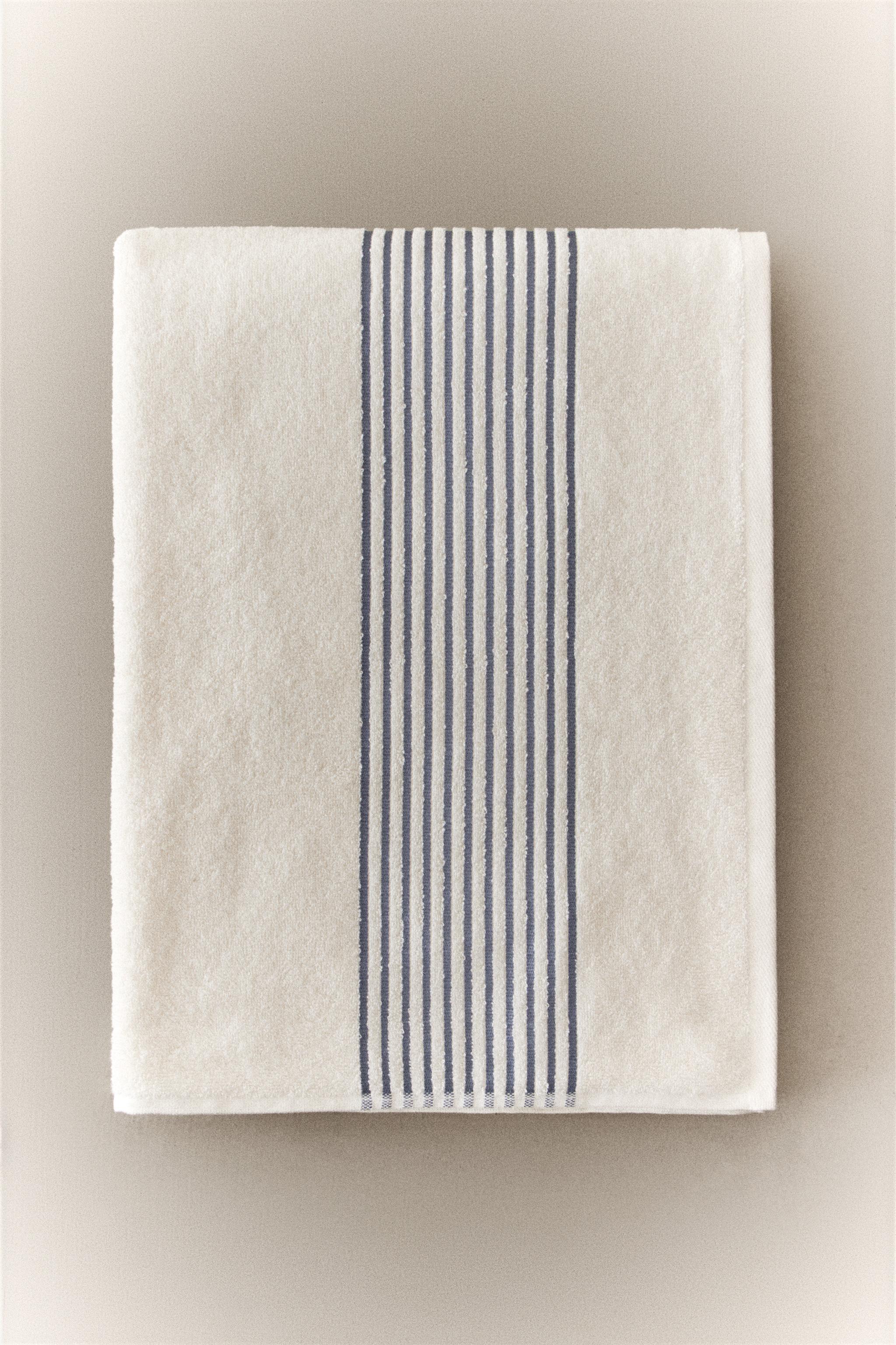 COTTON BATH TOWEL WITH STRIPED BORDER