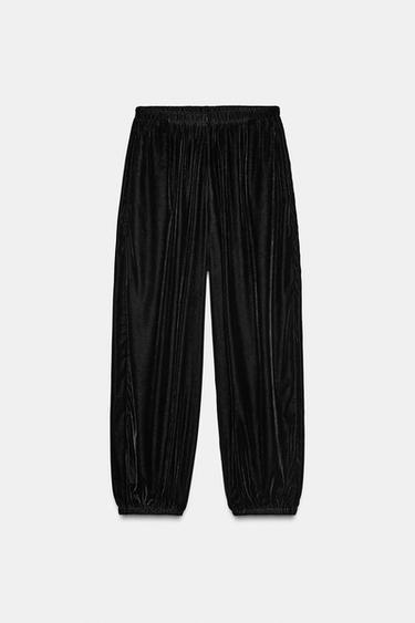 VELVET TROUSERS - Black by Zara
