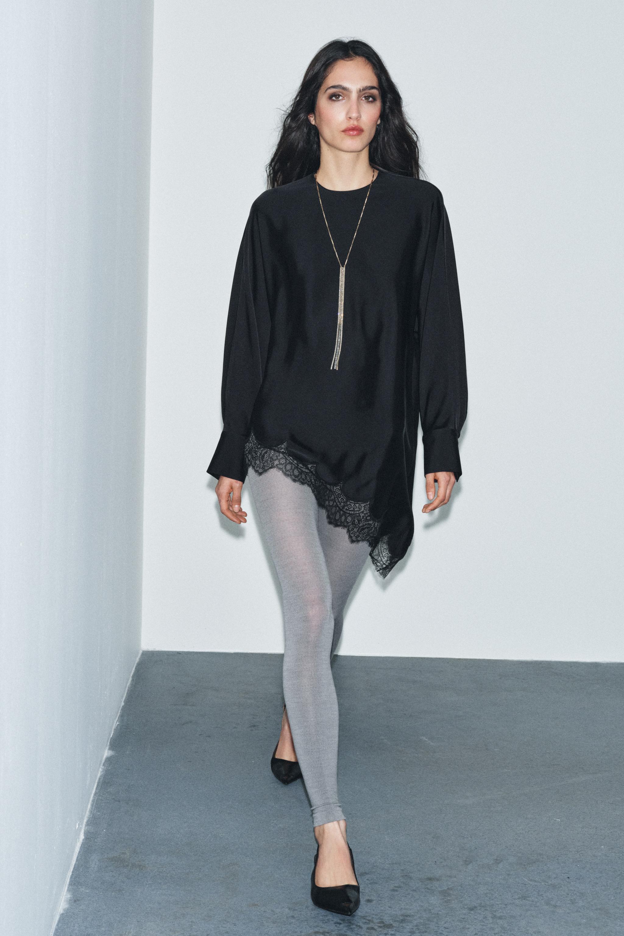 ASYMMETRIC LACE BLOUSE ZW COLLECTION LIMITED EDITION