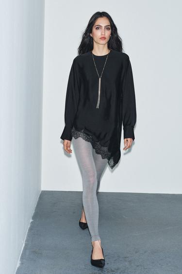ZW COLLECTION LIMITED EDITION ASYMMETRIC LACE BLOUSE - Black by Zara