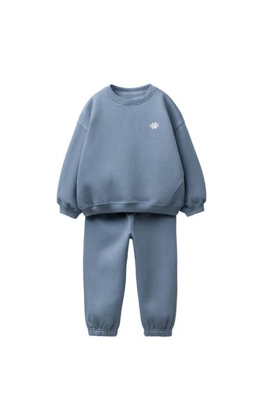 COMPLETO FELPA E JOGGER RICAMATO - Azzurro medio di Zara