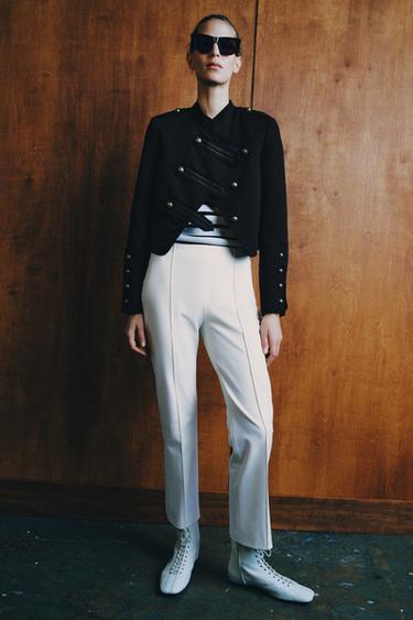 CELANA PANJANG CROPPED ZW COLLECTION - Ecru dari Zara