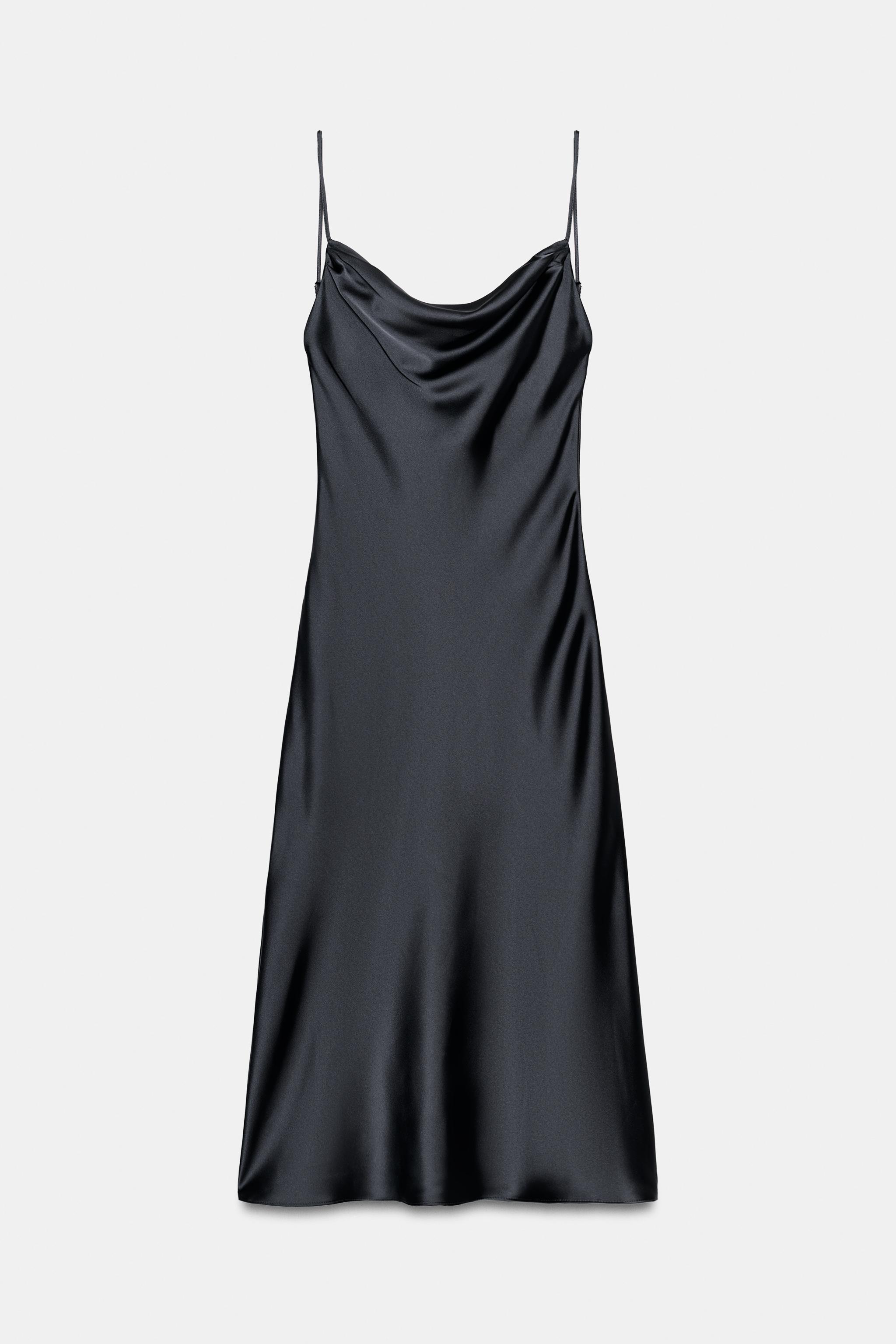 DRAPED SATIN MIDI DRESS