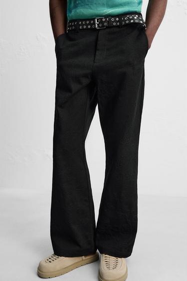 FLORAL EMBROIDERY TROUSERS - Black by Zara - Image 4
