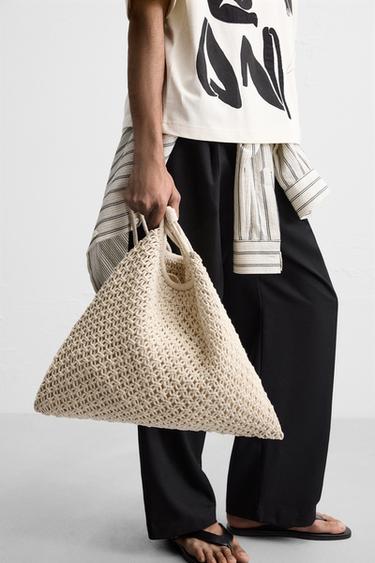 MACRAMÉ SHOPPER BAG - Ecru White by Zara - Image 1