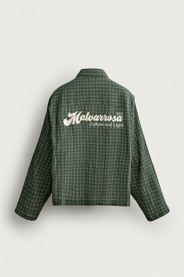 CHECK SHIRT WITH CONTRAST EMBROIDERY - Green by Zara