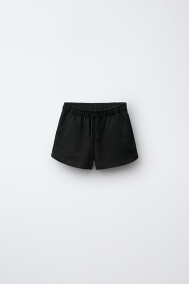 QUẦN SHORT BERMUDA VẢI NHUNG LÔNG ĐÍNH SAO - Màu đen từ Zara