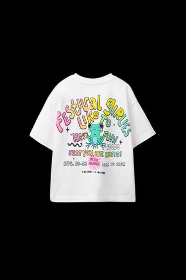 Zara NEON TEXT T-SHIRT - White