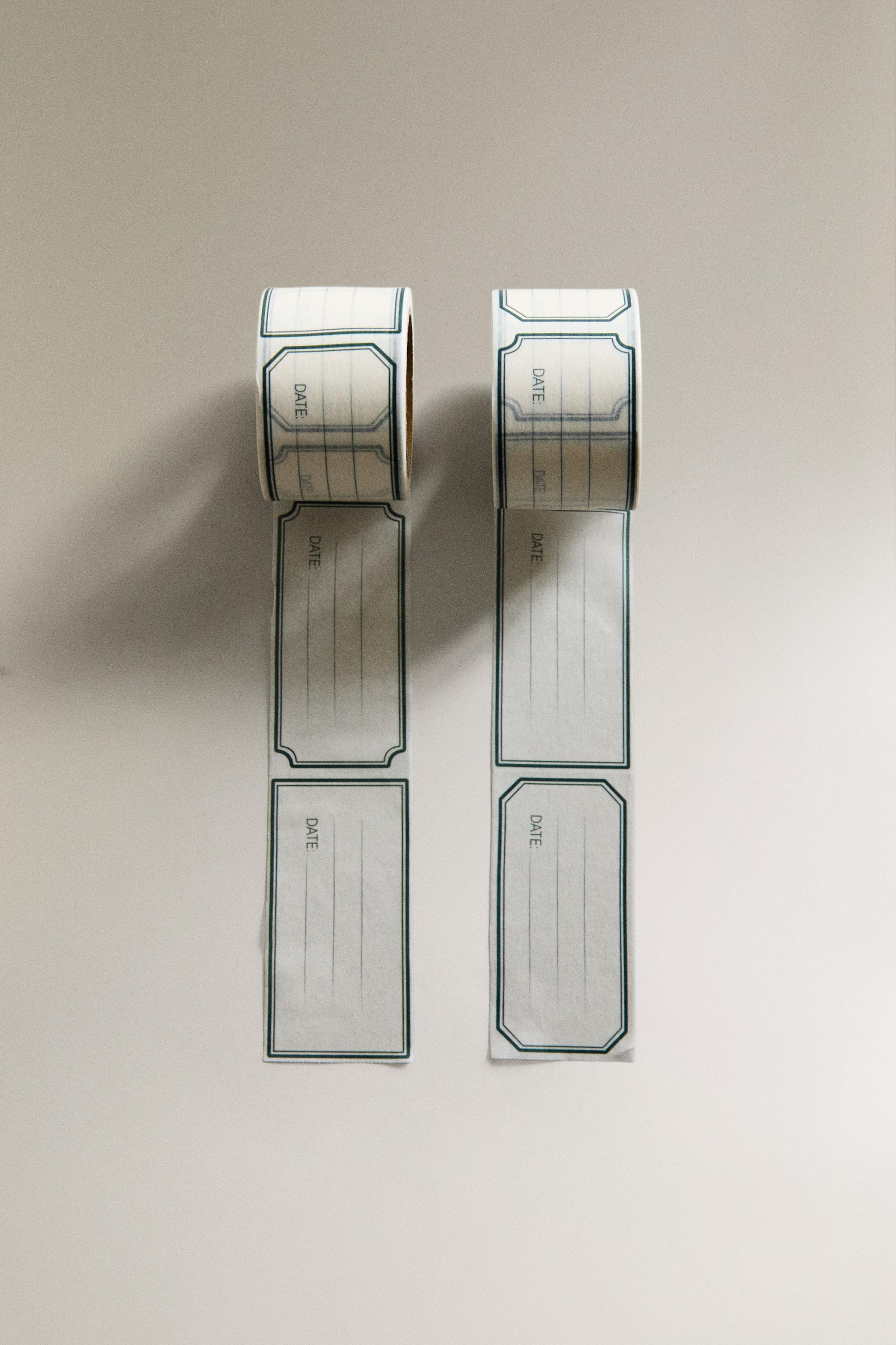 ADHESIVE DATE LABEL ROLLS (PACK OF 2) — Light beige