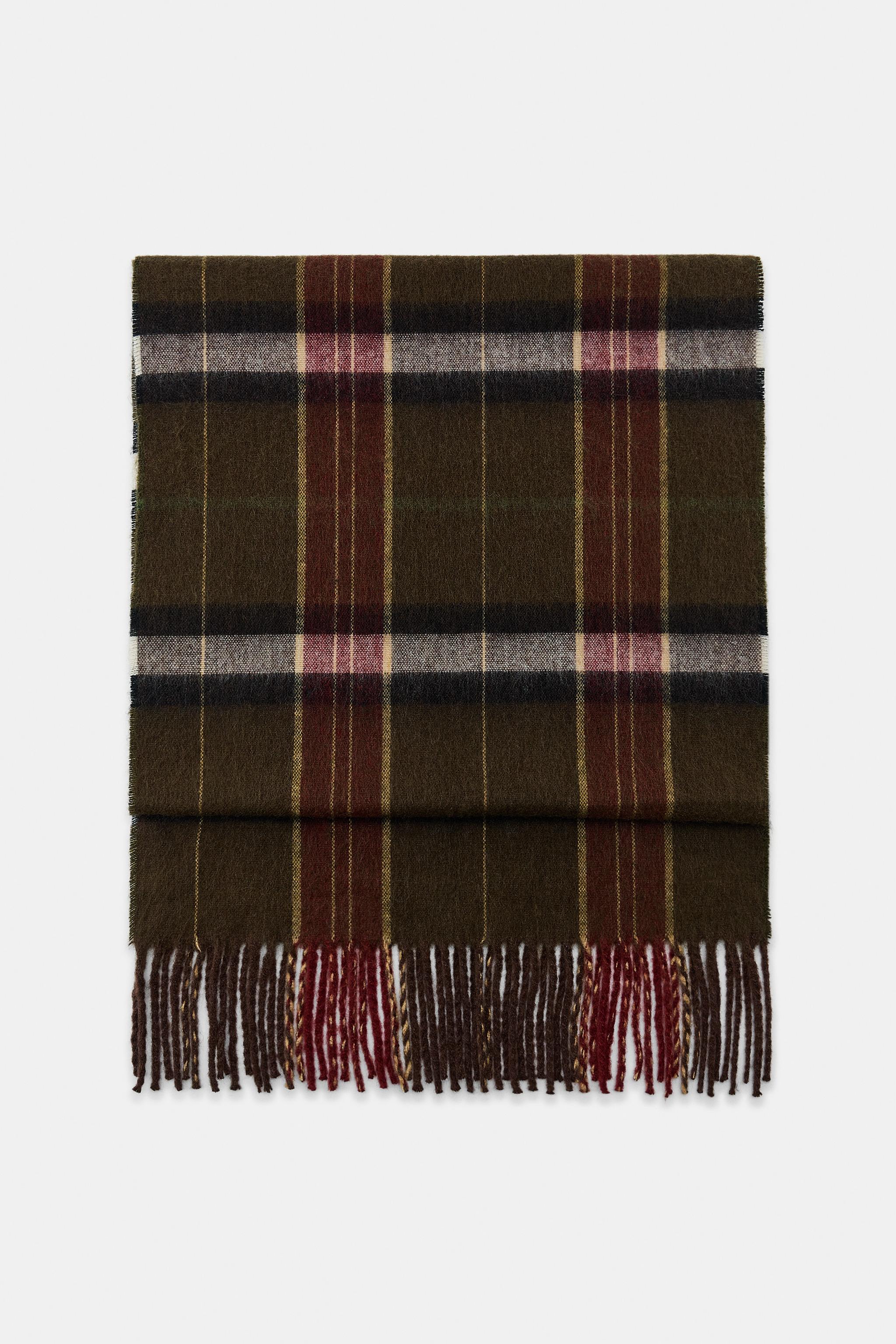 PLAID FRINGED SCARF