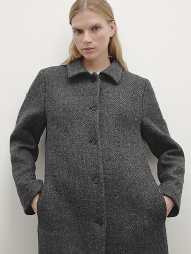 Abrigo largo mezcla lana - Gris de Zara