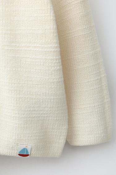 PURL KNIT HENLEY JUMPER - Ecru by Zara - Image 3