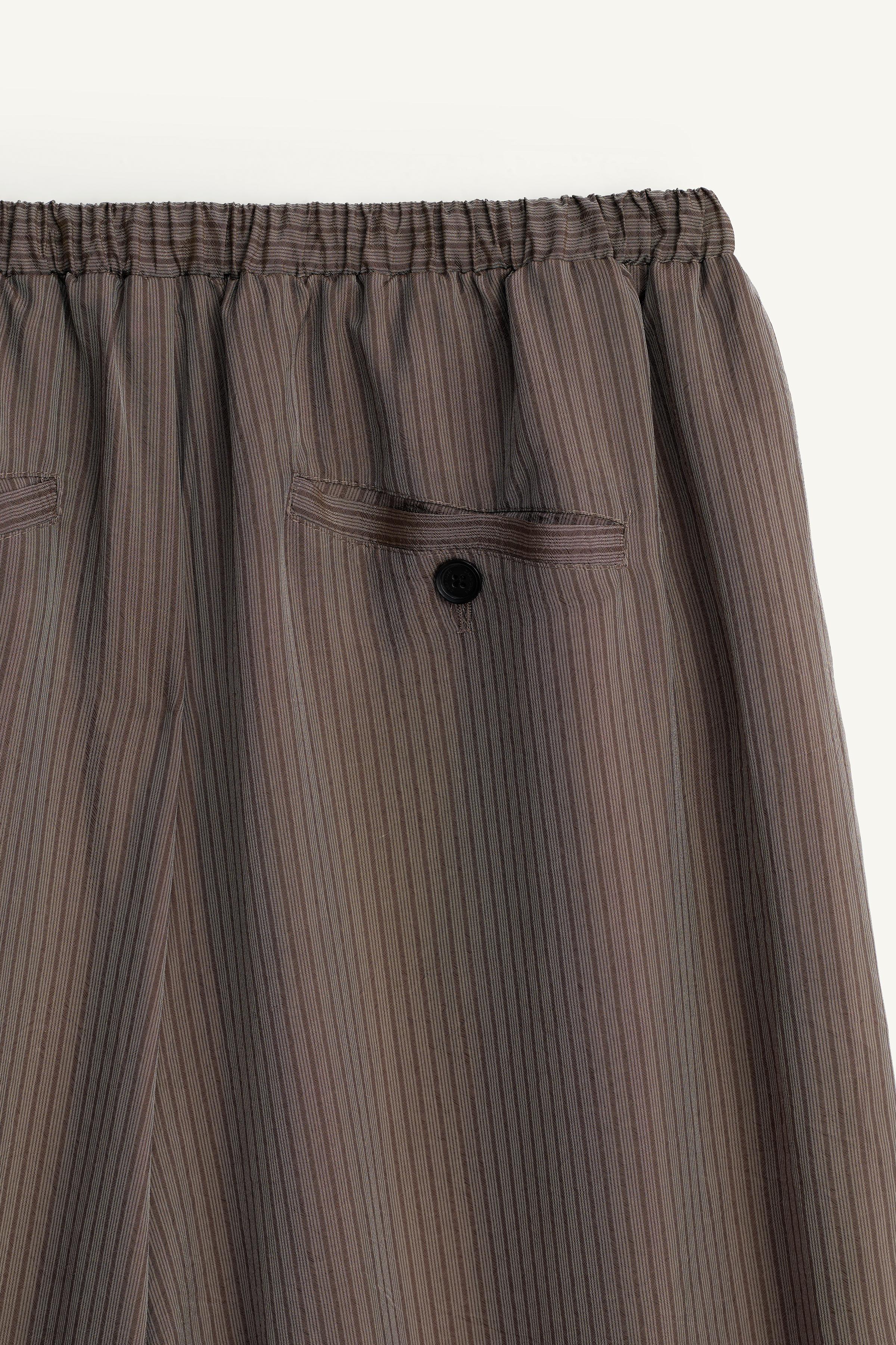 VISCOSE-CUPRO STRIPED BALLOON FIT PANTS
