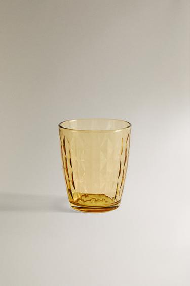 RAISED DESIGN GLASS TUMBLER - Dark yellow by Zara - Image 0
