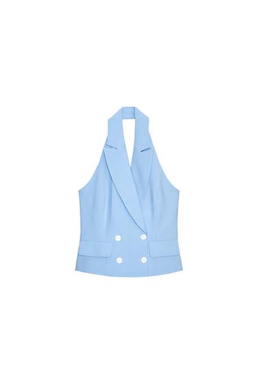 CHALECO HALTER CRUZADO - Celeste de Zara