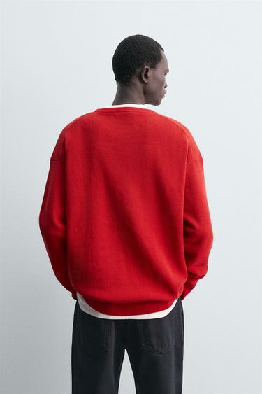 PULL STRUCTURÉ EN COTON - Rouge de Zara - Image 2