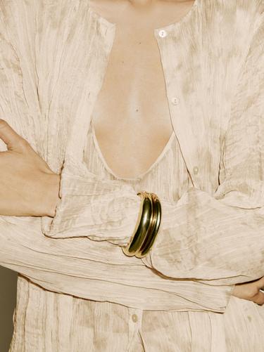 Zara Flowing shirt with pleated detail - Limited Edition - Biscuit