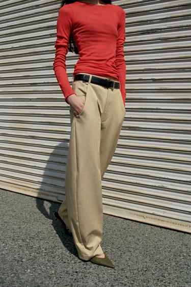 ベルト付きパンツゴールデンブラウンZaraのベルト付きパンツ - ゴールデンブラウン 
