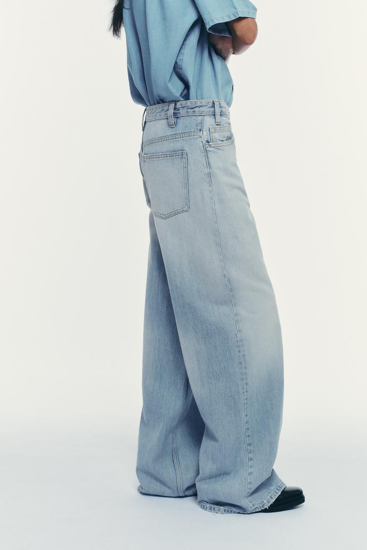 TRF HIGH WAIST CROSSOVER WAIST WIDE LEG JEANS
