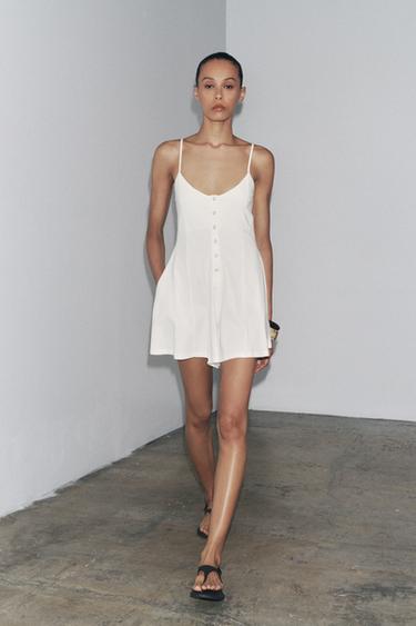COTTON STRAPPY JUMPSUIT - Oyster-white by Zara - Image 0