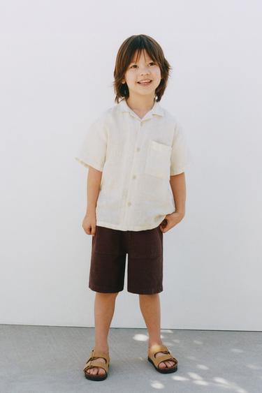 TEXTURED COTTON BERMUDA SHORTS - Dark burgundy by Zara