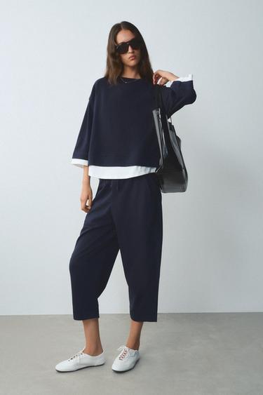 PANTALON BALLOON - Bleu marine de Zara
