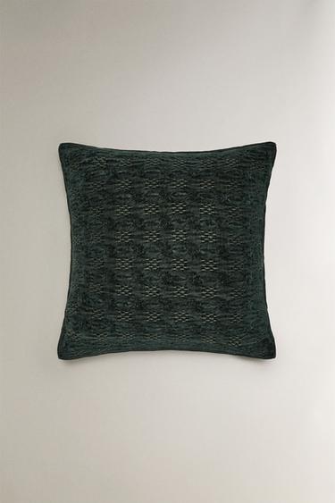 HOUSSE DE COUSSIN VELOURS JACQUARD NOËL - Vert de Zara - Image 0