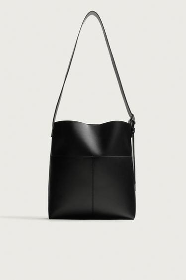 BOLSO SHOPPER PESPUNTES - Negro de Zara
