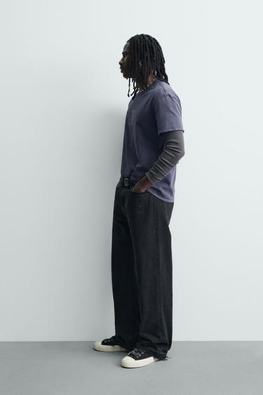 T-SHIRT IMPRIMÉS DÉLAVÉS - Bleu encre de Zara - Image 3