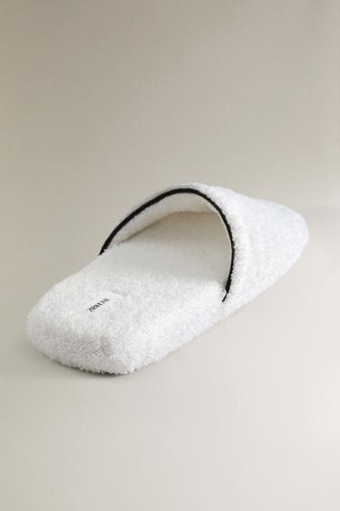 TERRY BATHROOM SLIPPERS WITH TRIM - White by Zara - Image 4