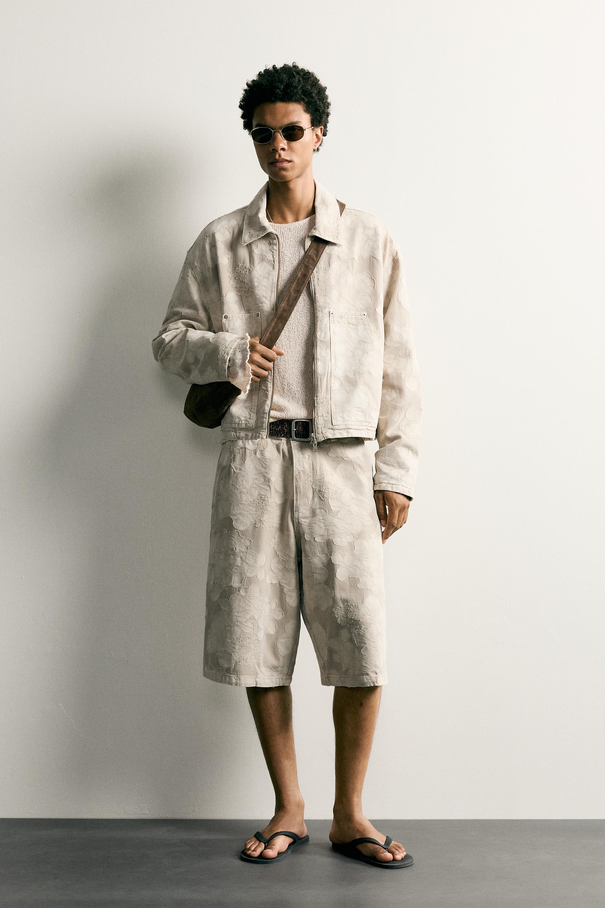 FLORAL JACQUARD CROPPED JACKET - camel | ZARA Turkey
