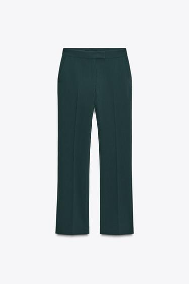 Zara FLARED PANTS - Bottle green