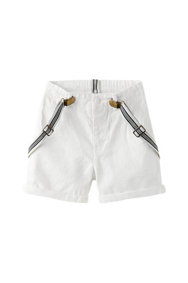 LINEN BLEND BERMUDA SHORTS WITH REMOVABLE BRACES