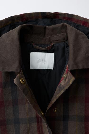 BLOUSON CIRE IMPRIME CARREAUX - Marron / Taupe de Zara