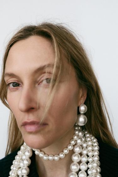 DOUBLE FAUX PEARL EARRINGS -  by Zara