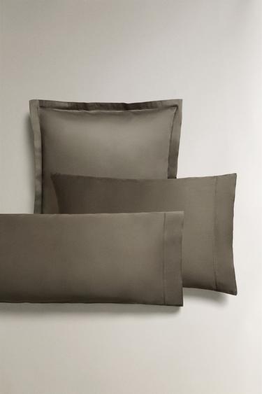 Zara SATEEN PILLOWCASE WITH FESTOON DESIGN (300 THREAD COUNT) - Charcoal