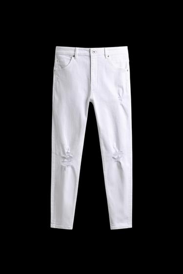 JEANS SKINNY FIT ROTOS - Blanco de Zara - Imagen 0
