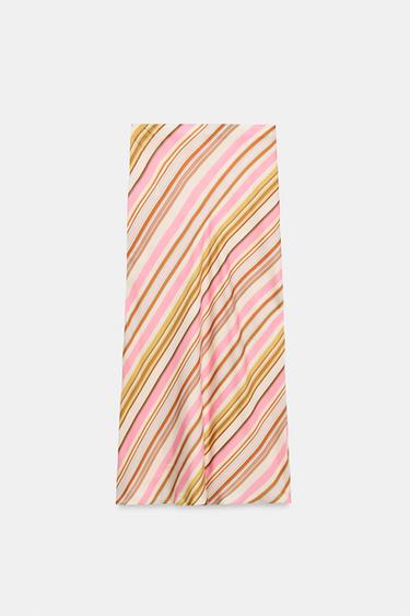 JUPE MI-LONGUE SATINÉE À RAYURES - Multicolore de Zara - Image 3