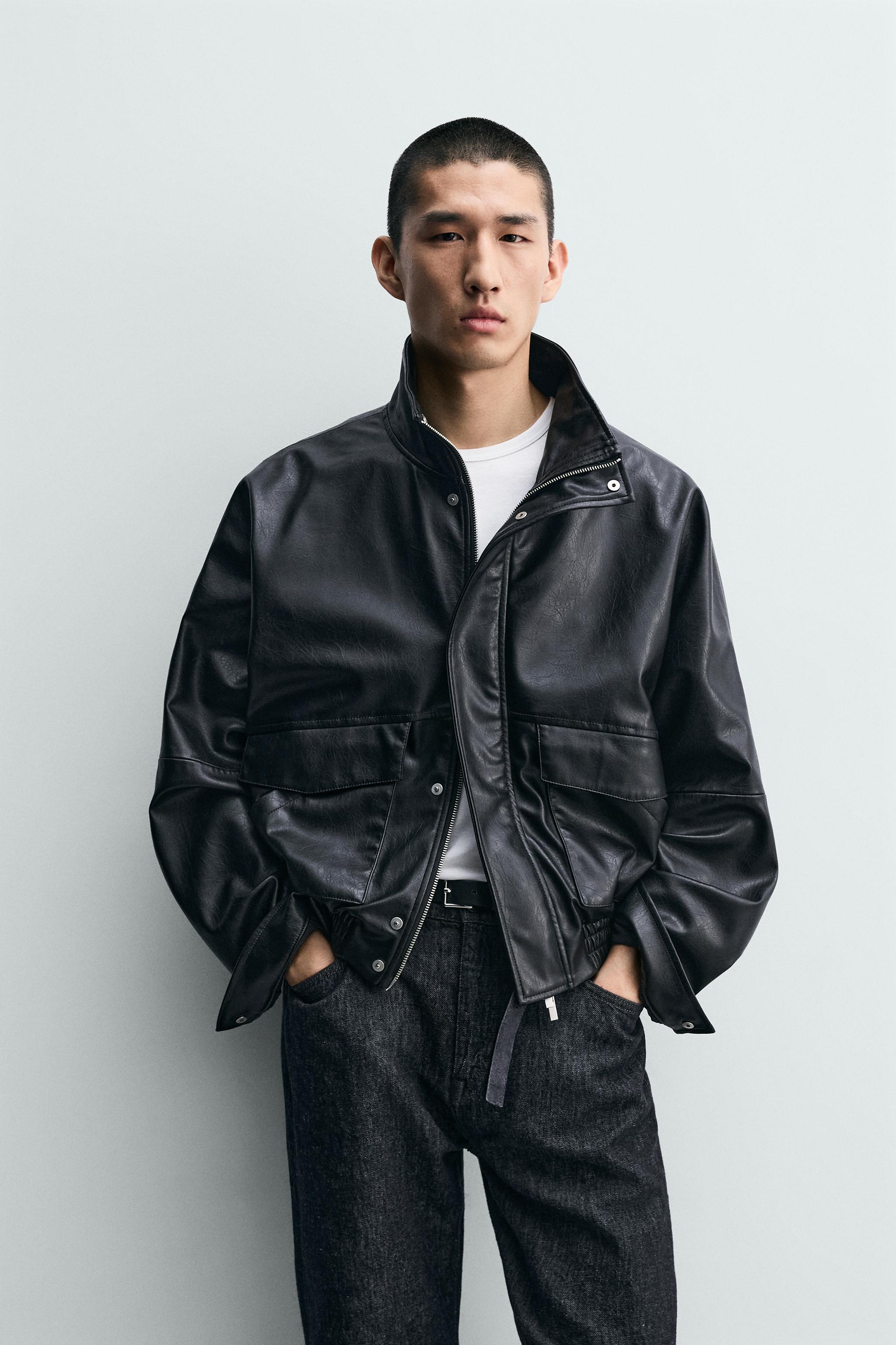 CROPPED FAUX LEATHER JACKET