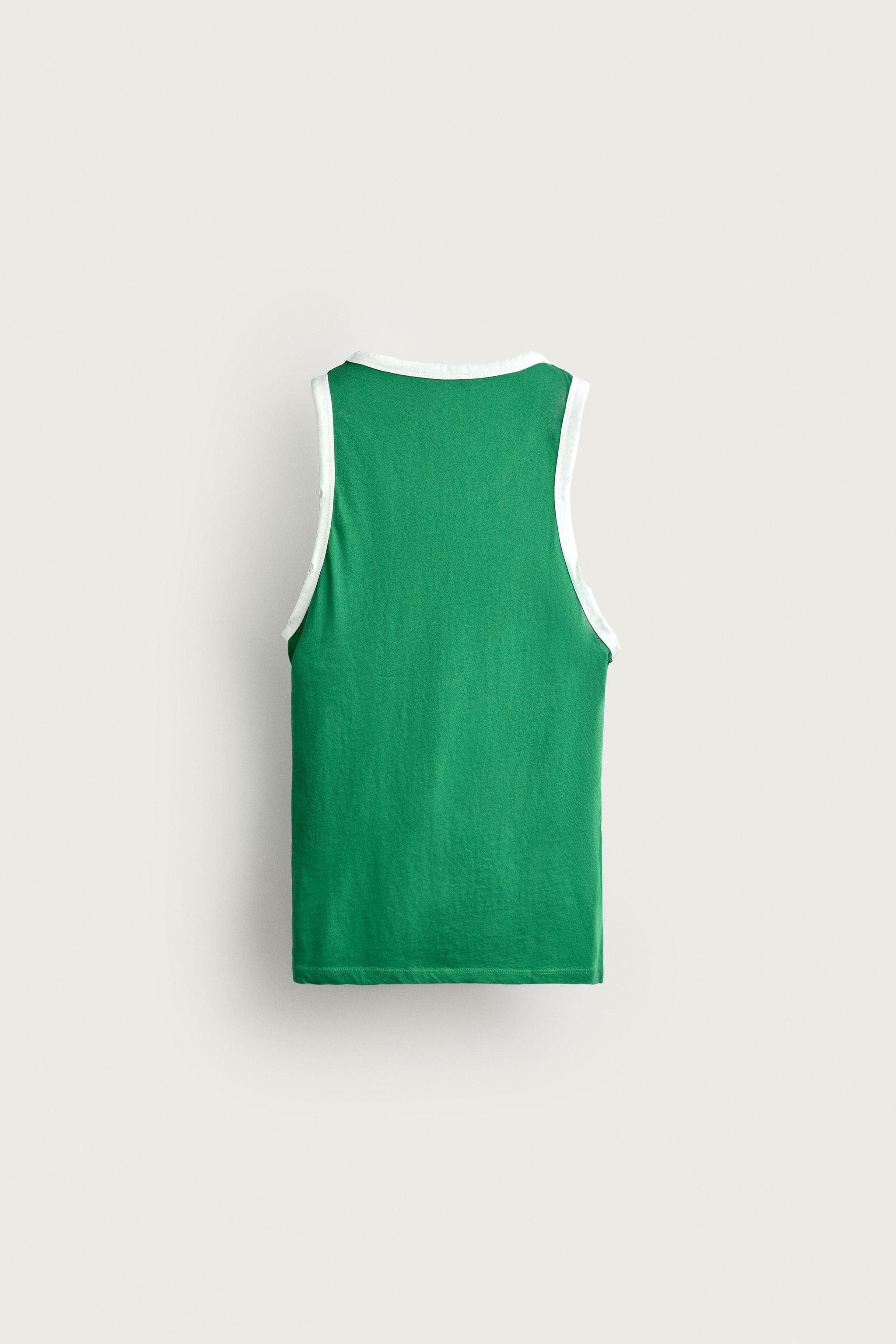 Мужские топы Zara CONTRAST VINTAGE EFFECT TANK TOP — фото 7