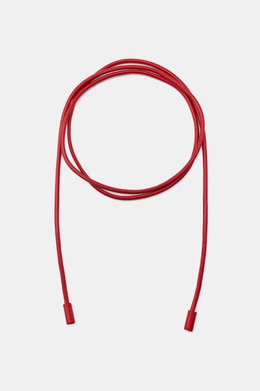 100% LEATHER CORD BELT - Red by Zara