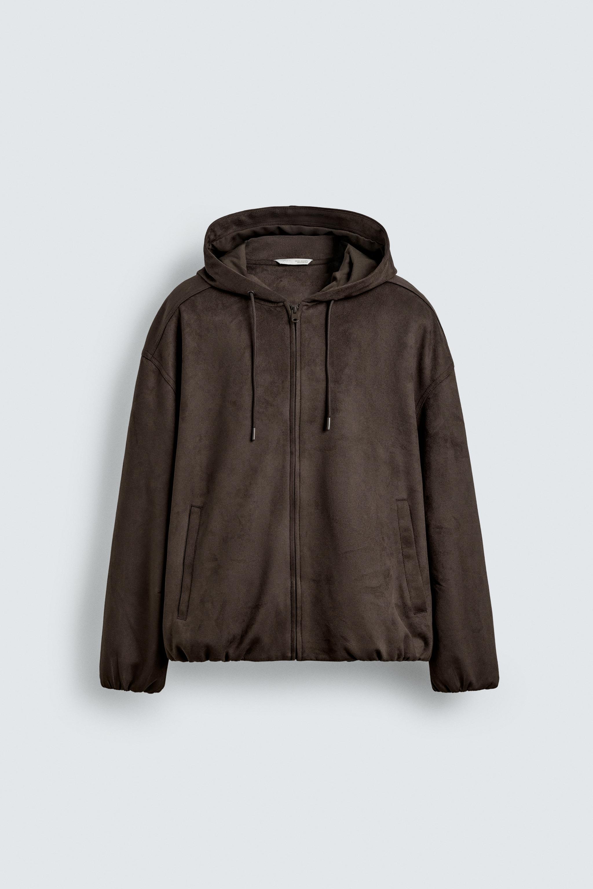 フェイクスエード フーデッドジャケット - ブラウン | ZARA Japan / 日本
