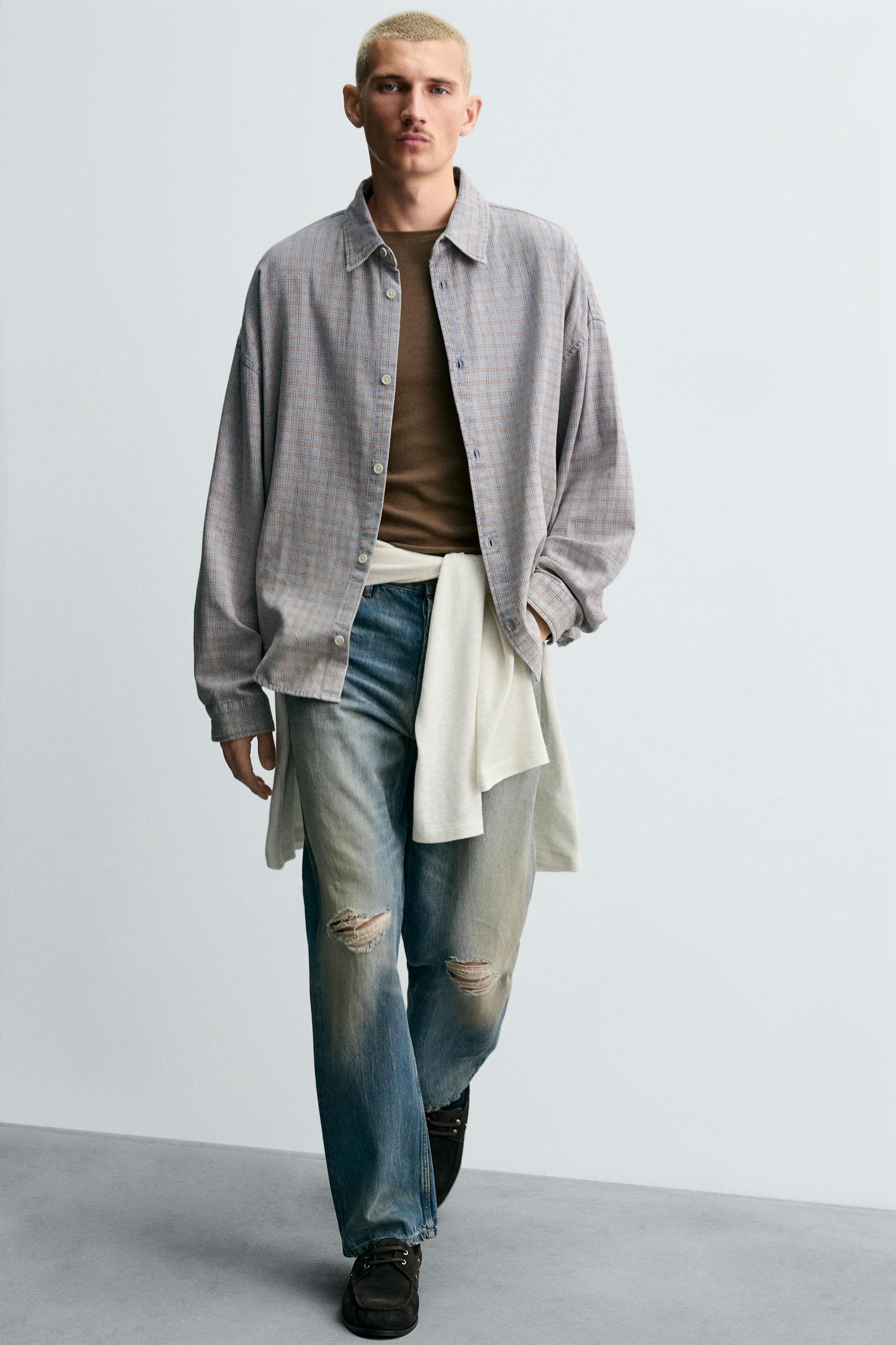 PLAID TEXTURED OVERSHIRT